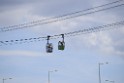 Koelner Seilbahn Gondel blieb haengen Koeln Linksrheinisch P113